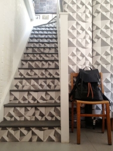 geo-wallpaper-and-stairwell-by-ella-doran